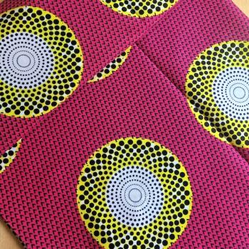 Afrikanischer Wax Print Stoff Baumwolle PINK CIRCLE